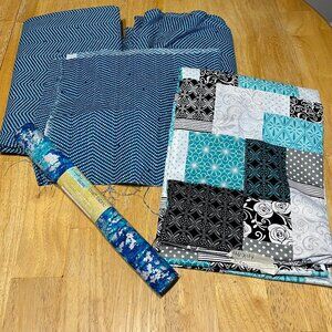Blue Cotton Fabric Lot of 5 Pieces